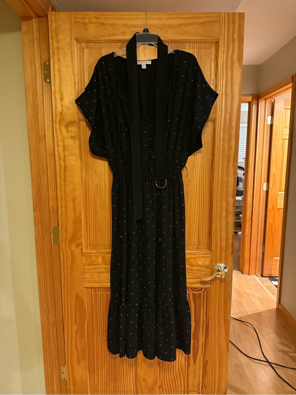 Michael Kors Black Maxi Dress with Subtle Dot Detail